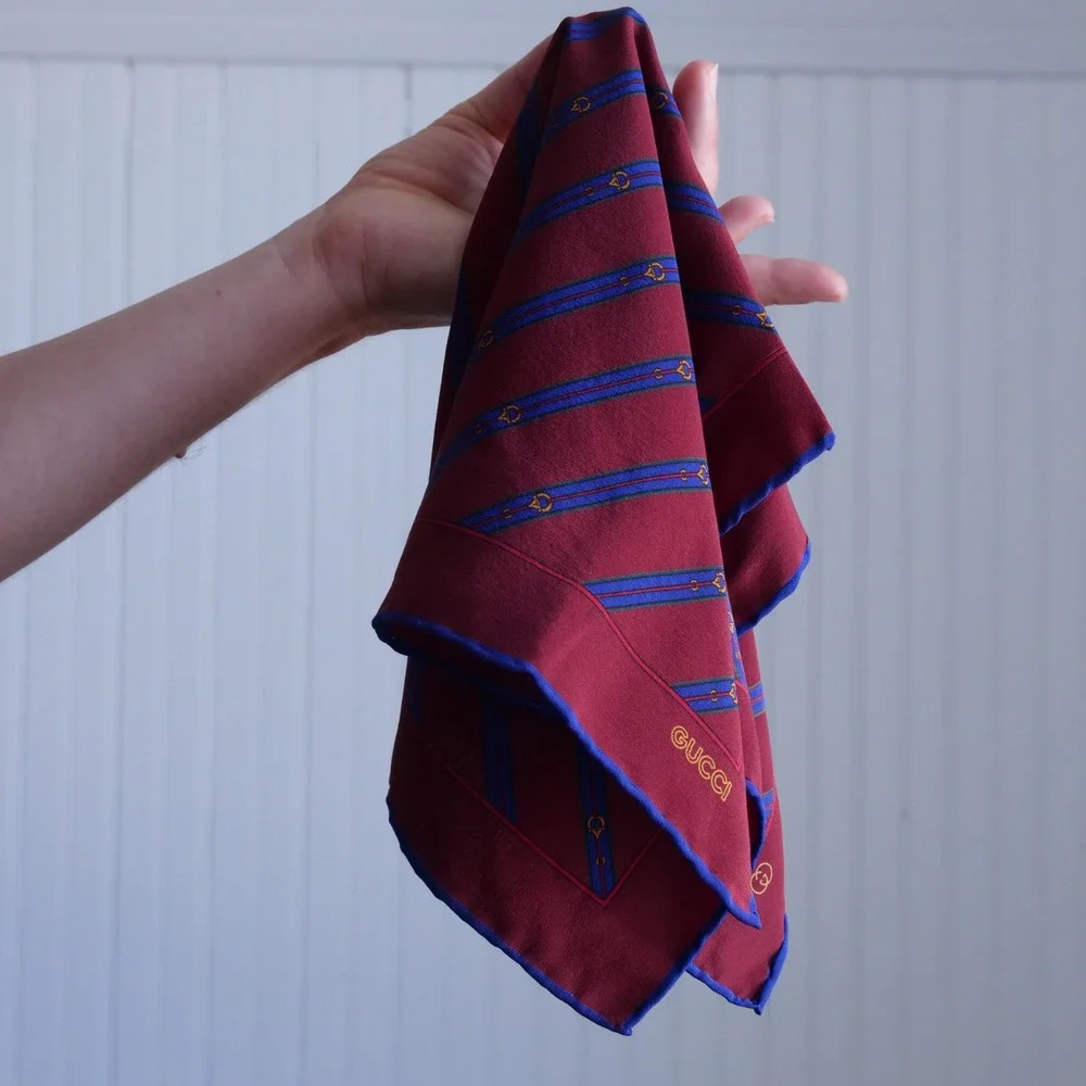 Vintage‎ Gucci silk scarf handkerchief bag tie